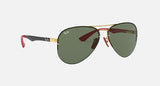Lentes De Sol Rb Aviador Rb3460m Scuderia Ferrari Dorado Verde
